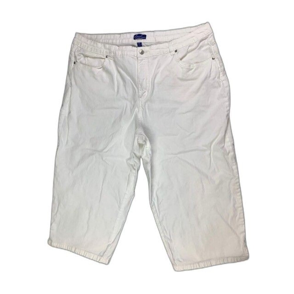 Kim Rogers Size 22W Womens Jeans Crop White High Rise Bling Pockets Vent Hem